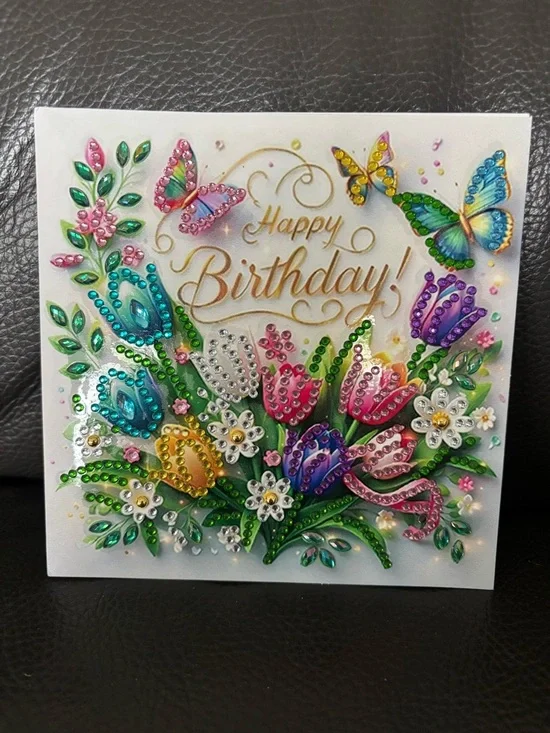 1 Handcrafted Rhinestone Embellished Floral Birthday Card - pick 1 - Picture 4 of 11